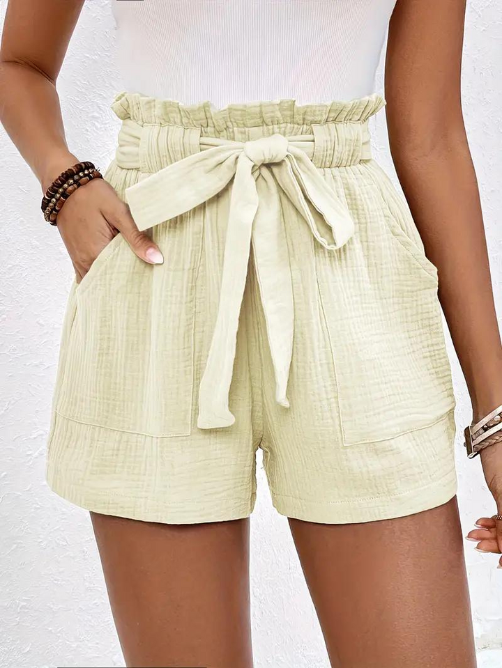 Mirla | Shorts med bälte Löst passform Shorts med hög midja Mini shorts-Eva Jonsson