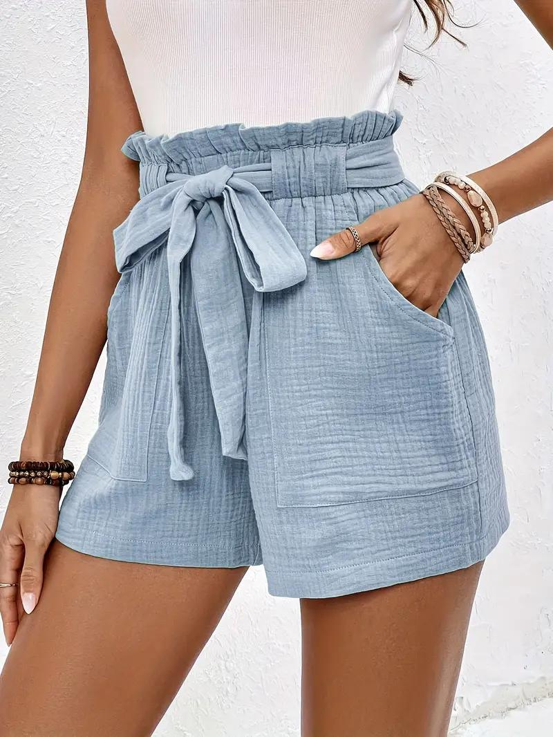 Mirla | Shorts med bälte Löst passform Shorts med hög midja Mini shorts-Eva Jonsson