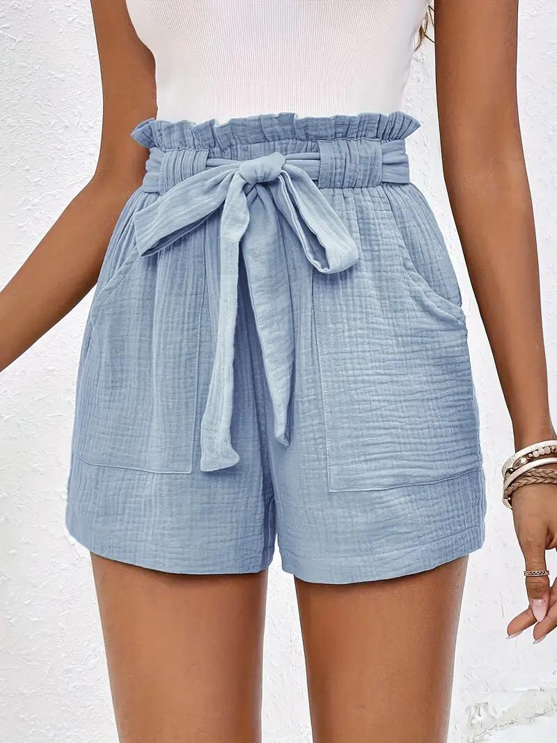 Mirla | Shorts med bälte Löst passform Shorts med hög midja Mini shorts-Eva Jonsson