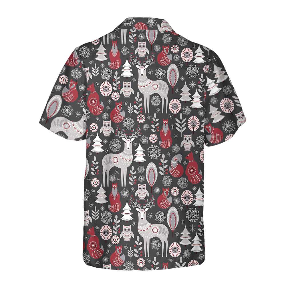 Mirla | Skandinavisk Skogsdjur Hawaiian Shirt Snygg Julskjorta För Män & Kvinnor-Eva Jonsson