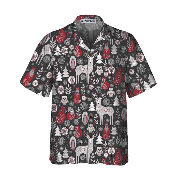 Mirla | Skandinavisk Skogsdjur Hawaiian Shirt Snygg Julskjorta För Män & Kvinnor-Eva Jonsson