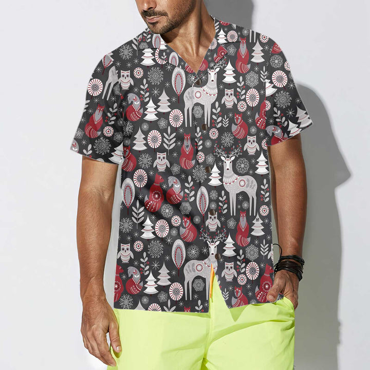 Mirla | Skandinavisk Skogsdjur Hawaiian Shirt Snygg Julskjorta För Män & Kvinnor-Eva Jonsson