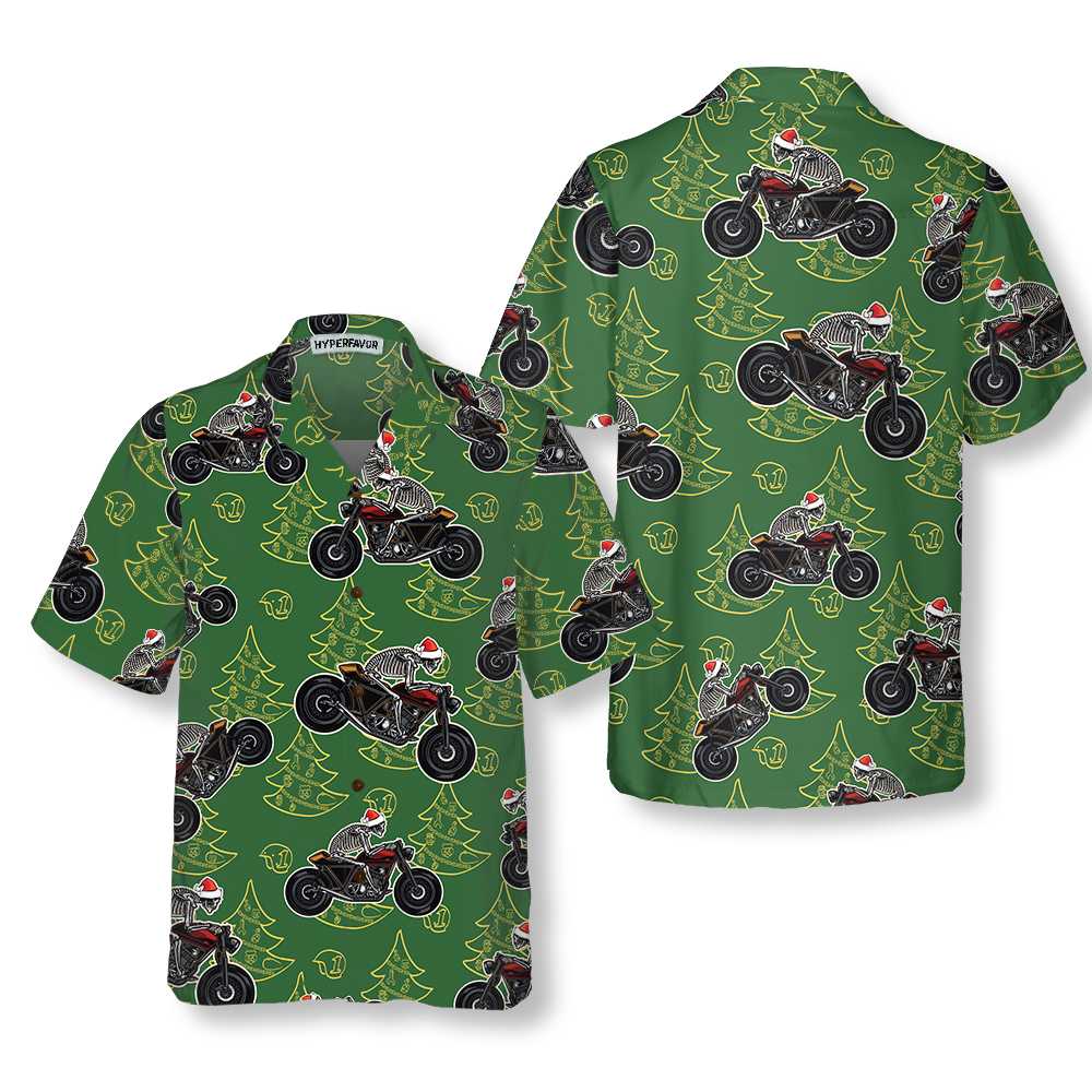 Mirla | Skelett Motorcykel Körande Jul Hawaiian Shirt Rolig Julklapp För Biker-Eva Jonsson