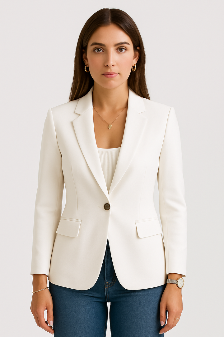 Mirla | Skräddarsydd Blazer – Enknapplås – Slim Fit – Vit-Eva Jonsson