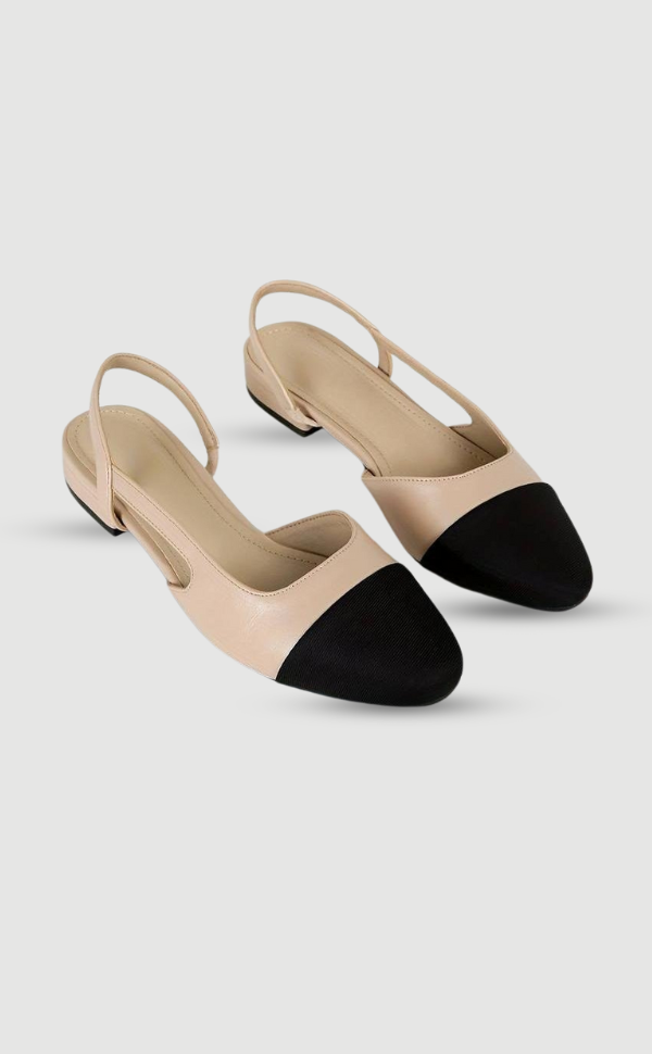 Mirla | Slingback Ballerinas I Beige & Svart Klassisk Chic-Eva Jonsson