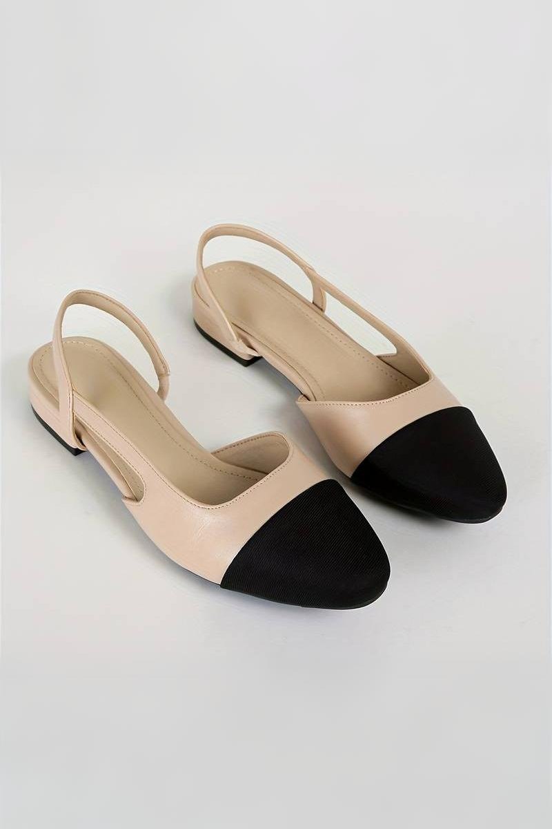Mirla | Slingback Ballerinas I Beige & Svart Klassisk Chic-Eva Jonsson