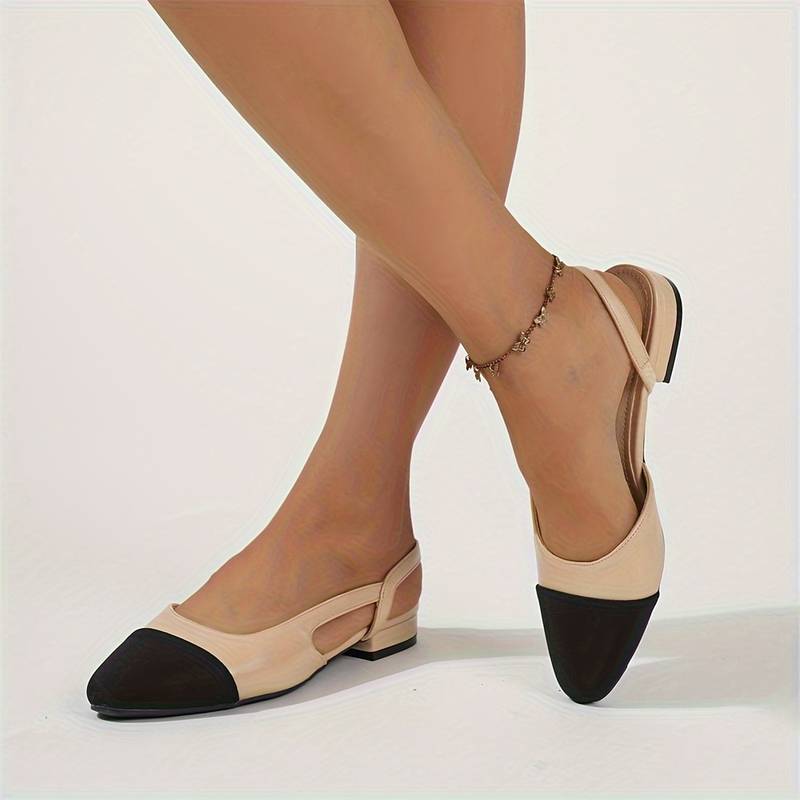 Mirla | Slingback Ballerinas I Beige & Svart Klassisk Chic-Eva Jonsson