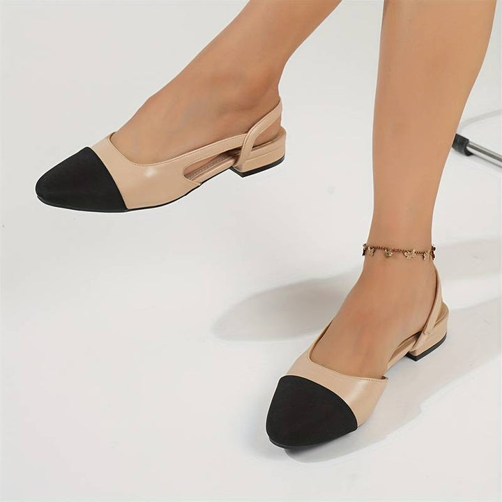 Mirla | Slingback Ballerinas I Beige & Svart Klassisk Chic-Eva Jonsson