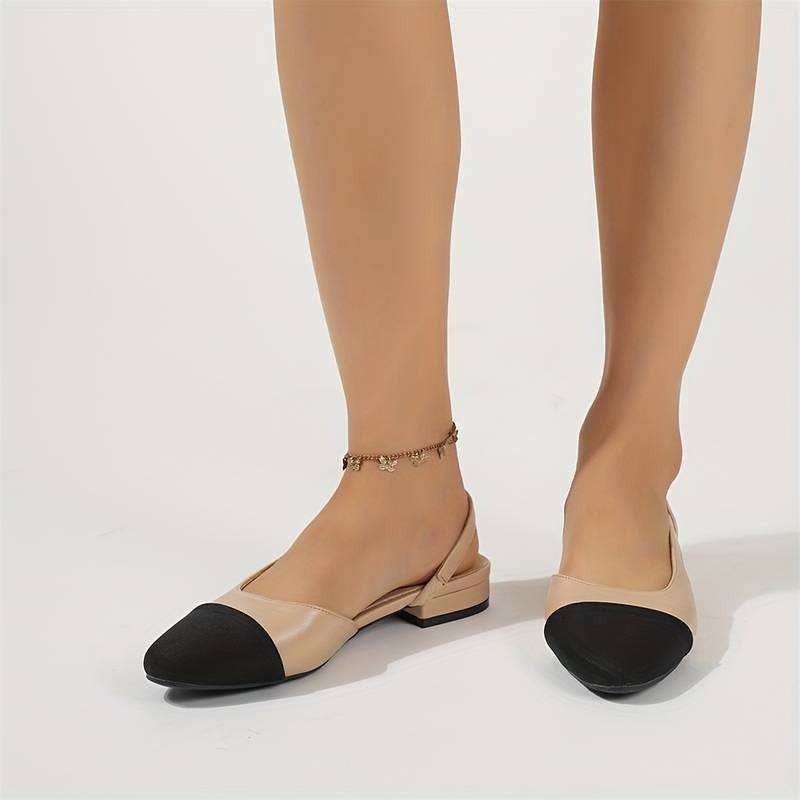 Mirla | Slingback Ballerinas I Beige & Svart Klassisk Chic-Eva Jonsson