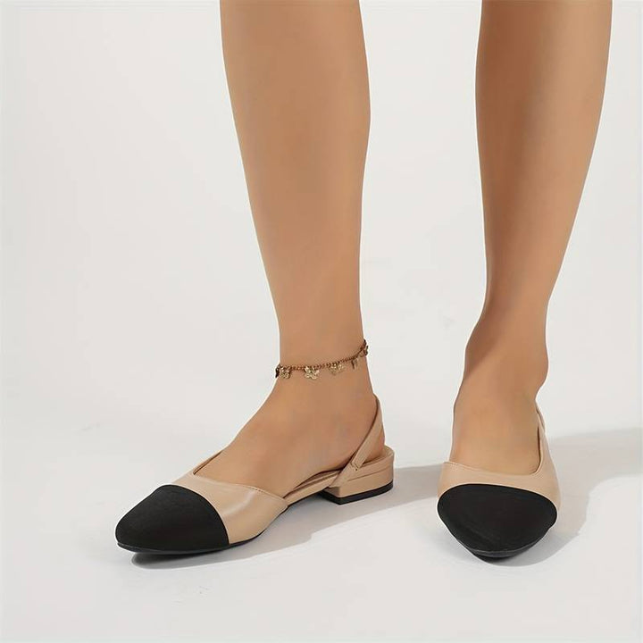 Mirla | Slingback Ballerinas I Beige & Svart Klassisk Chic-Eva Jonsson