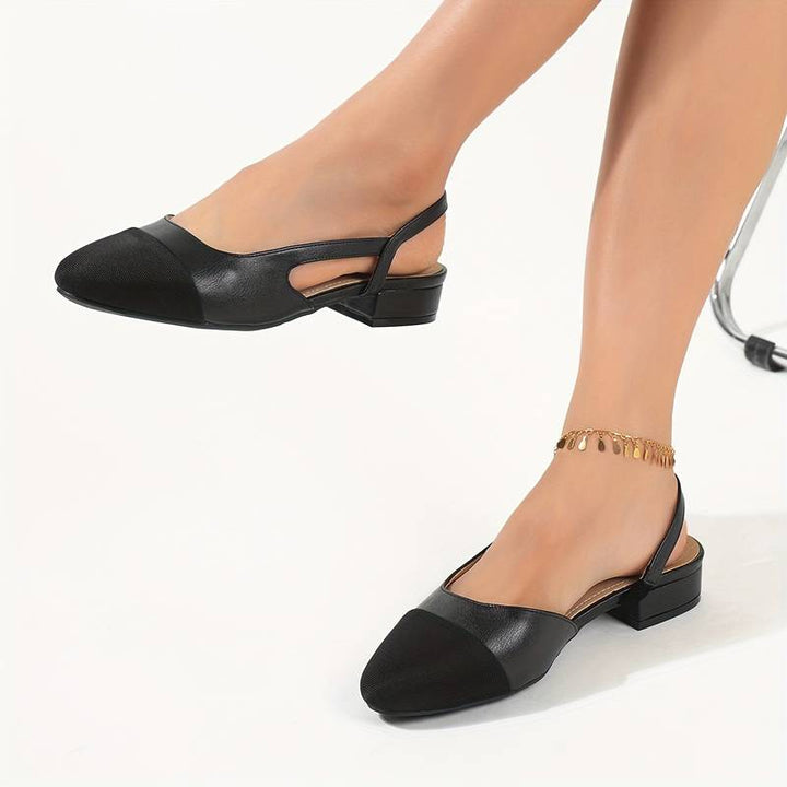 Mirla | Slingback Ballerinas I Beige & Svart Klassisk Chic-Eva Jonsson
