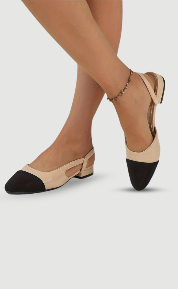 Mirla | Slingback Ballerinas I Beige & Svart Klassisk Chic-Eva Jonsson