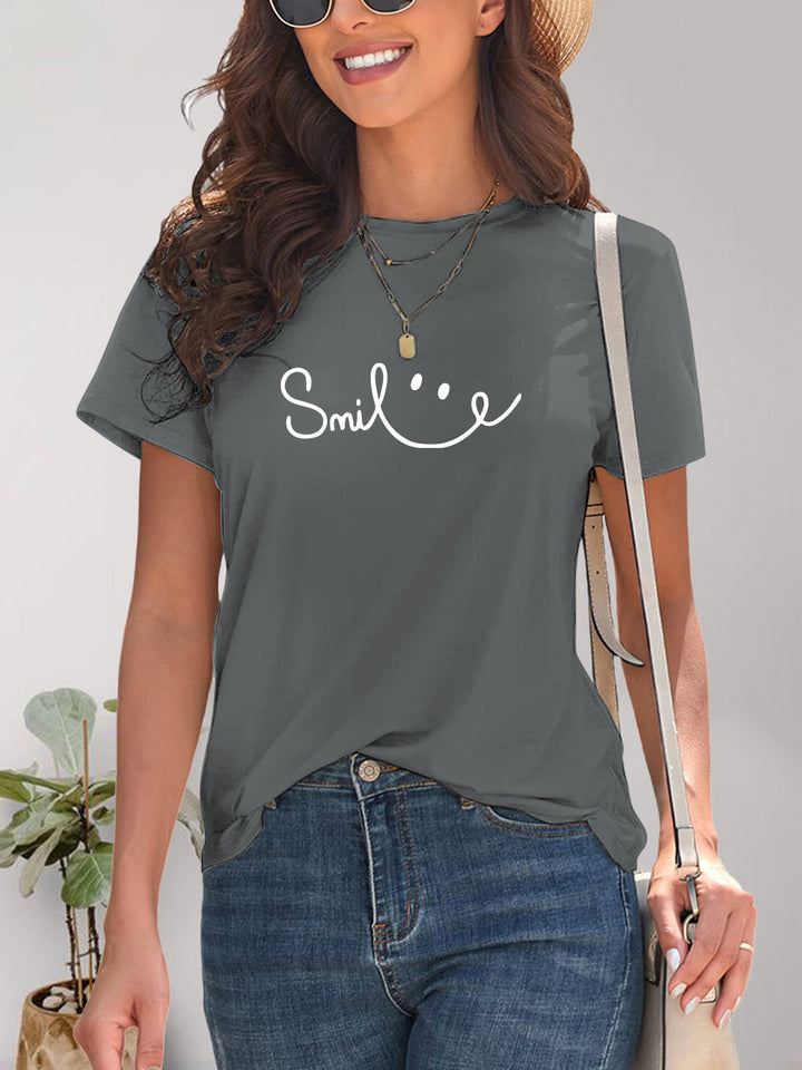 Mirla | Smile Rundhals Kortärmad T-shirt-Eva Jonsson