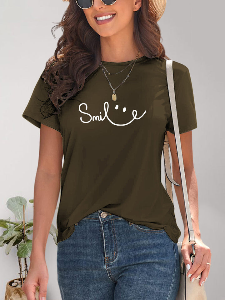 Mirla | Smile Rundhals Kortärmad T-shirt-Eva Jonsson