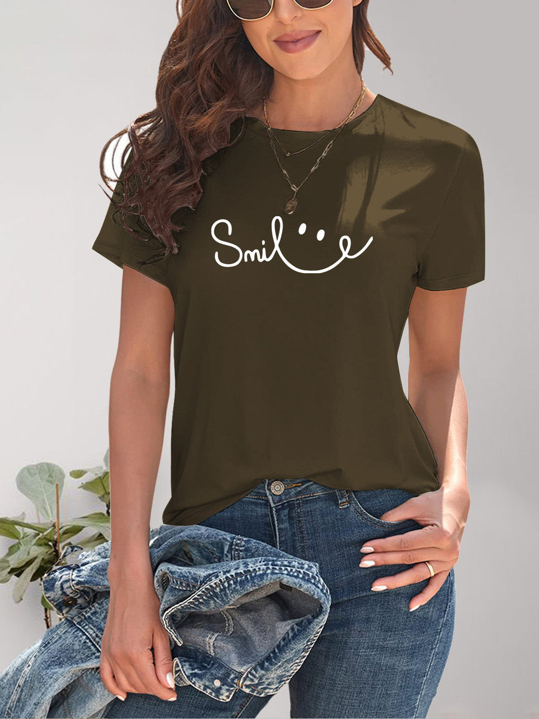 Mirla | Smile Rundhals Kortärmad T-shirt-Eva Jonsson