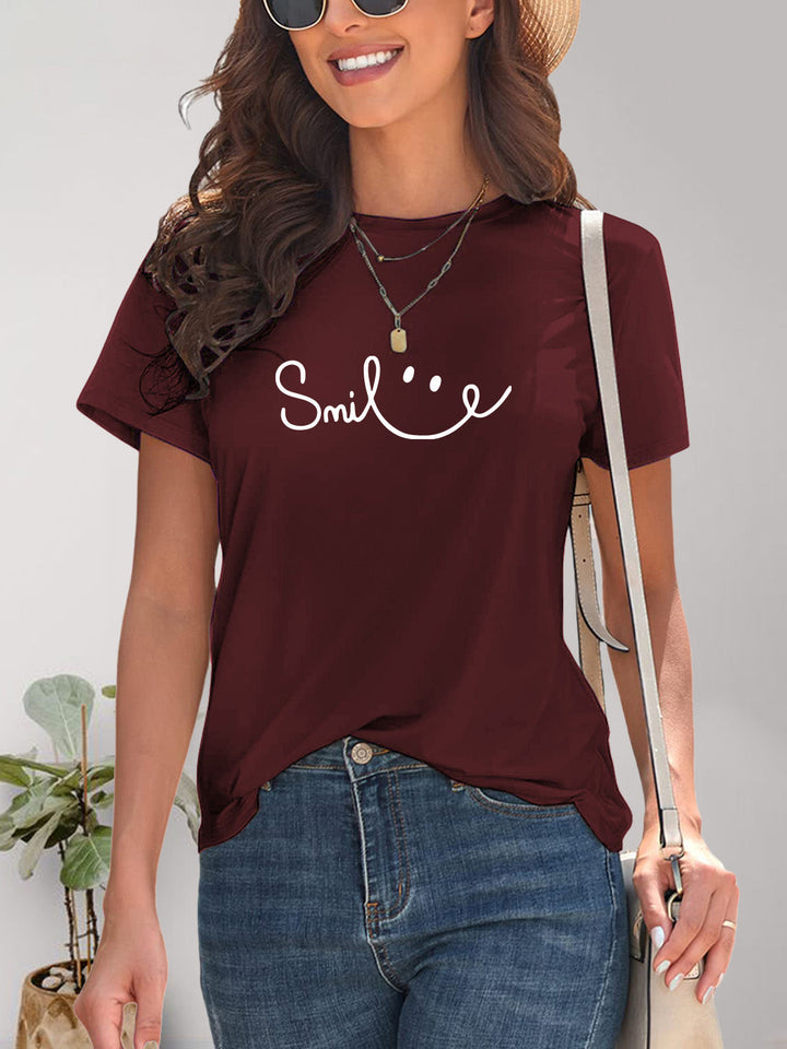 Mirla | Smile Rundhals Kortärmad T-shirt-Eva Jonsson