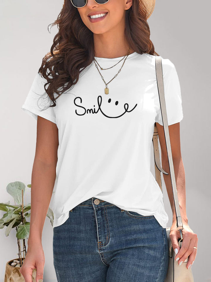 Mirla | Smile Rundhals Kortärmad T-shirt-Eva Jonsson