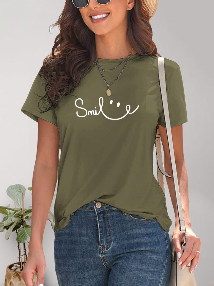 Mirla | Smile Rundhals Kortärmad T-shirt-Eva Jonsson