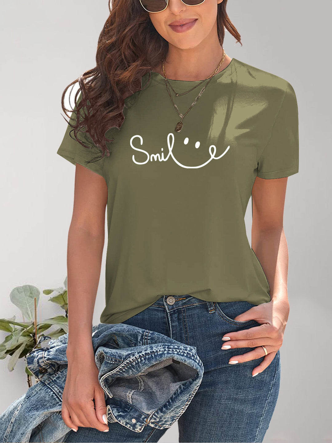 Mirla | Smile Rundhals Kortärmad T-shirt-Eva Jonsson