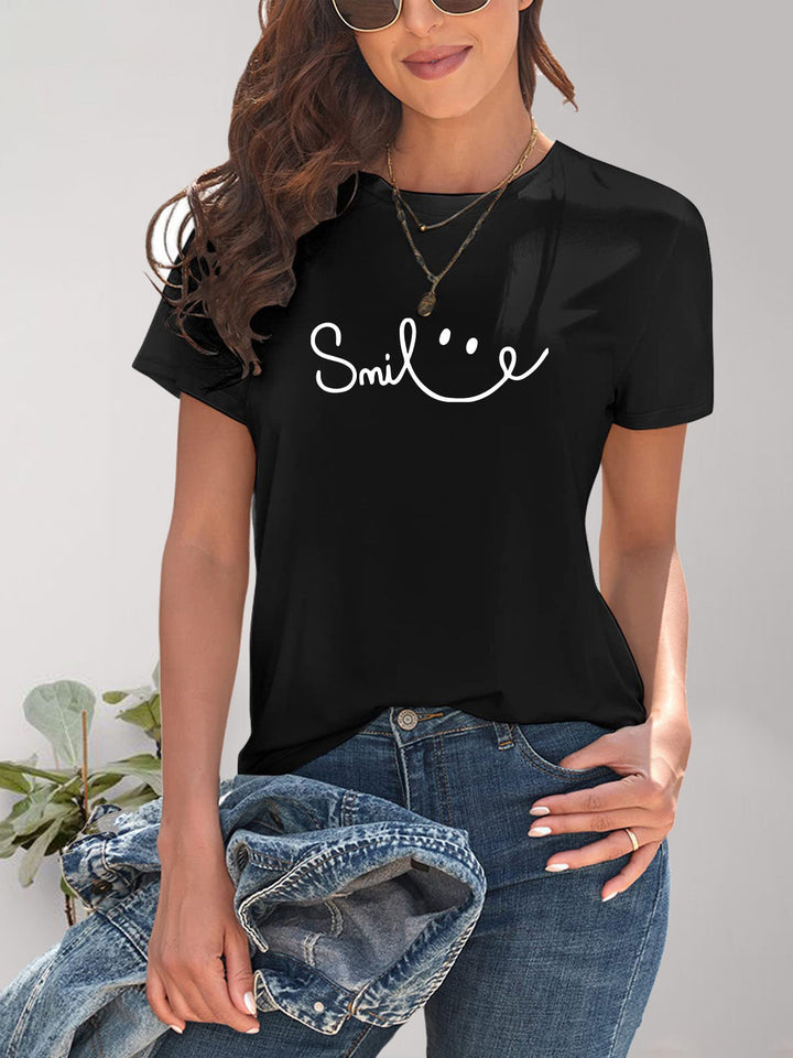 Mirla | Smile Rundhals Kortärmad T-shirt-Eva Jonsson