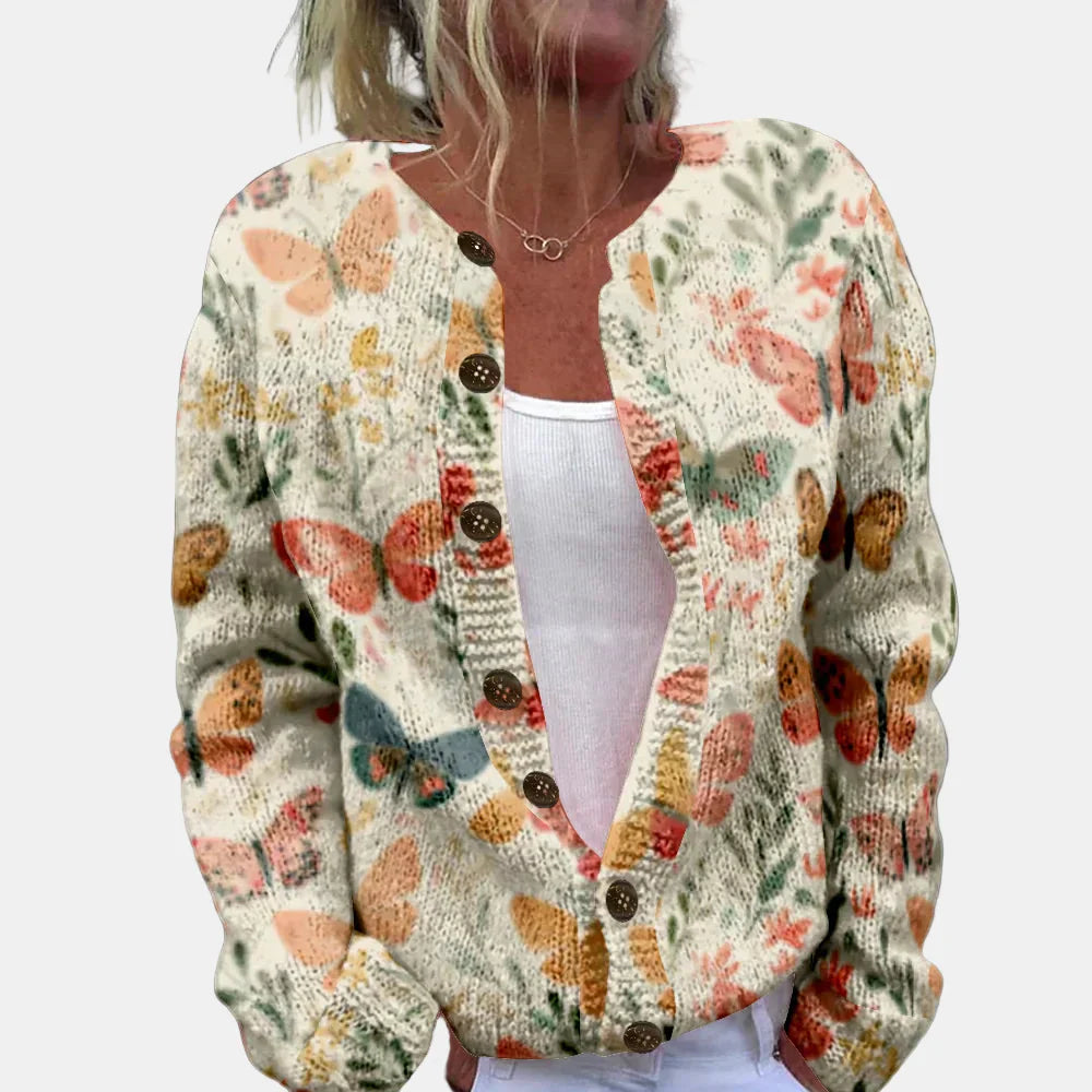 Mirla | Snygg Fjärilstryck Cardigan-Eva Jonsson