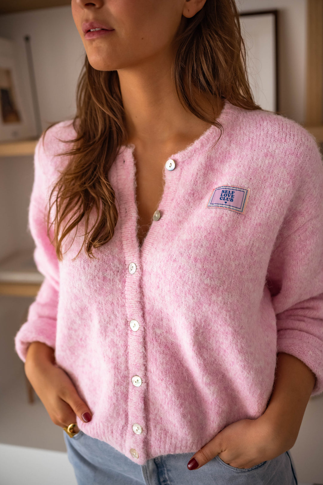 Mirla | Snygg Rosa Quiltad Cardigan för Lager-På-Lager Looks-Eva Jonsson