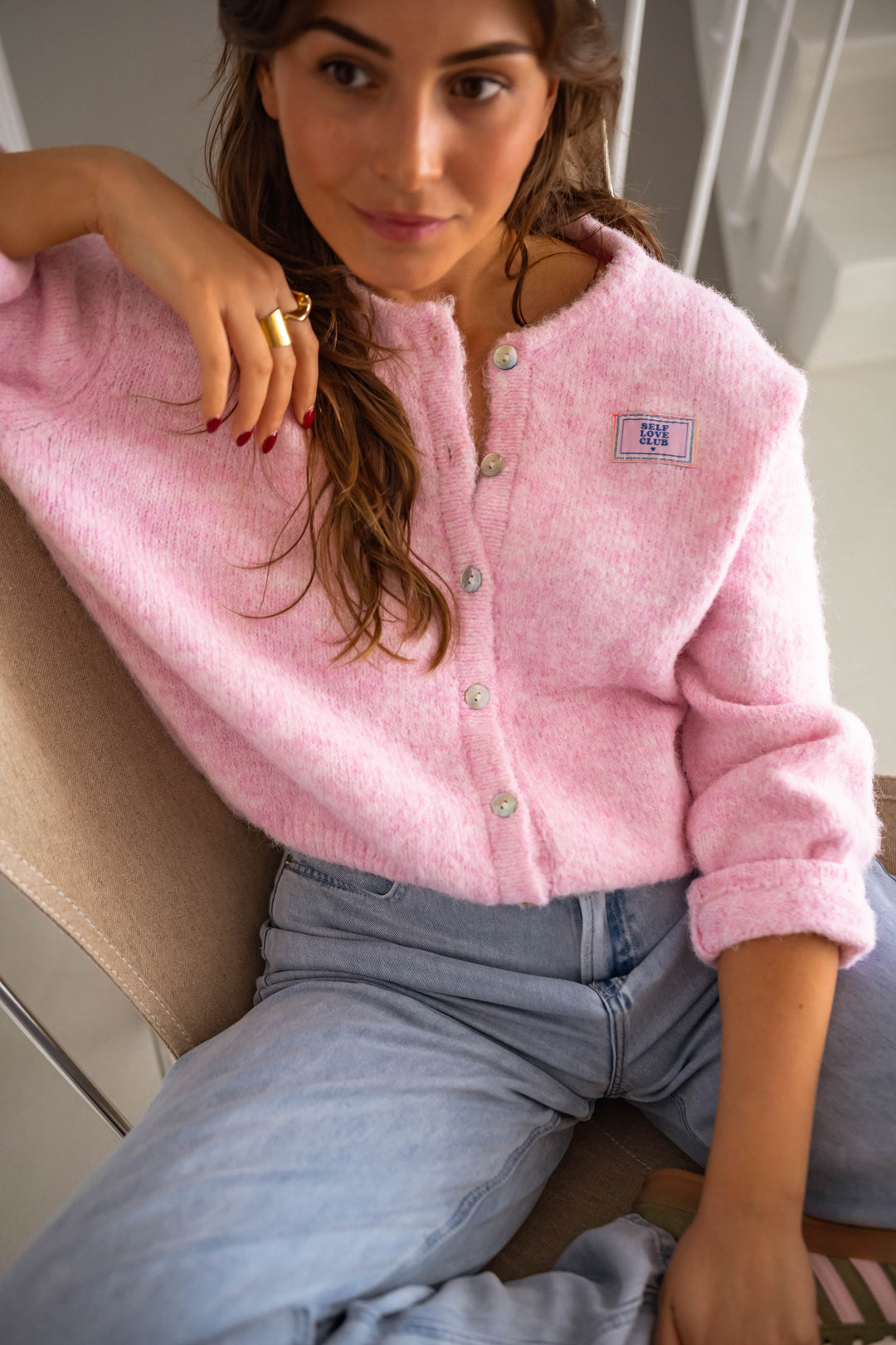 Mirla | Snygg Rosa Quiltad Cardigan för Lager-På-Lager Looks-Eva Jonsson