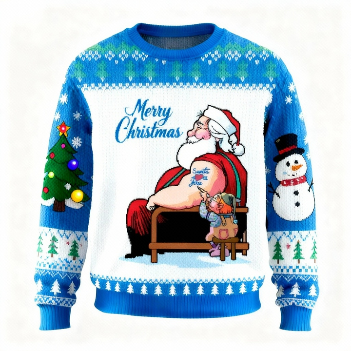 Mirla | Snygg Santa-Mönster-Tryck-Tröja - Ful & Mysig Unisex-Tröja-Eva Jonsson
