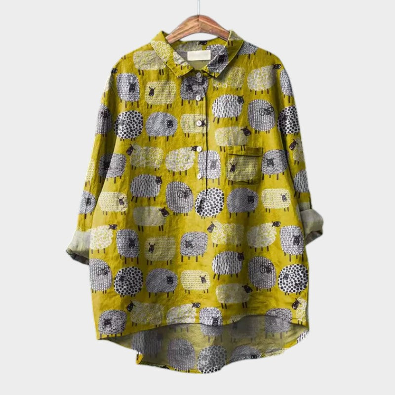 Mirla | Snygg blus med knappslå framåt-Eva Jonsson