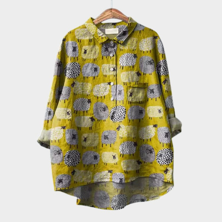 Mirla | Snygg blus med knappslå framåt-Eva Jonsson