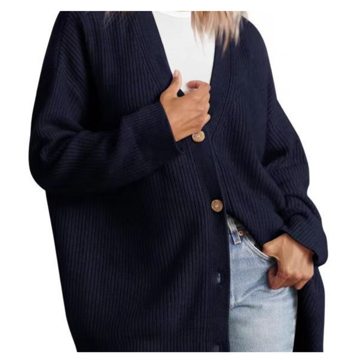 Mirla | Snygg oversized kofta med knappar för damer-Eva Jonsson