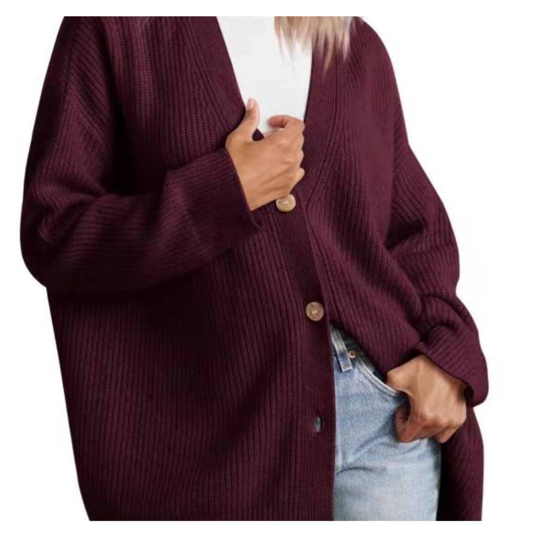 Mirla | Snygg oversized kofta med knappar för damer-Eva Jonsson