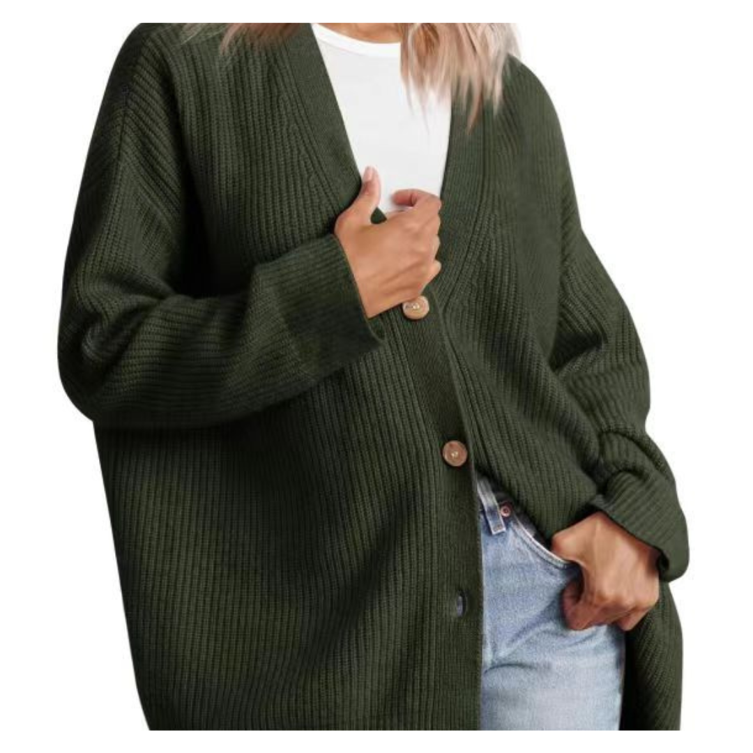 Mirla | Snygg oversized kofta med knappar för damer-Eva Jonsson
