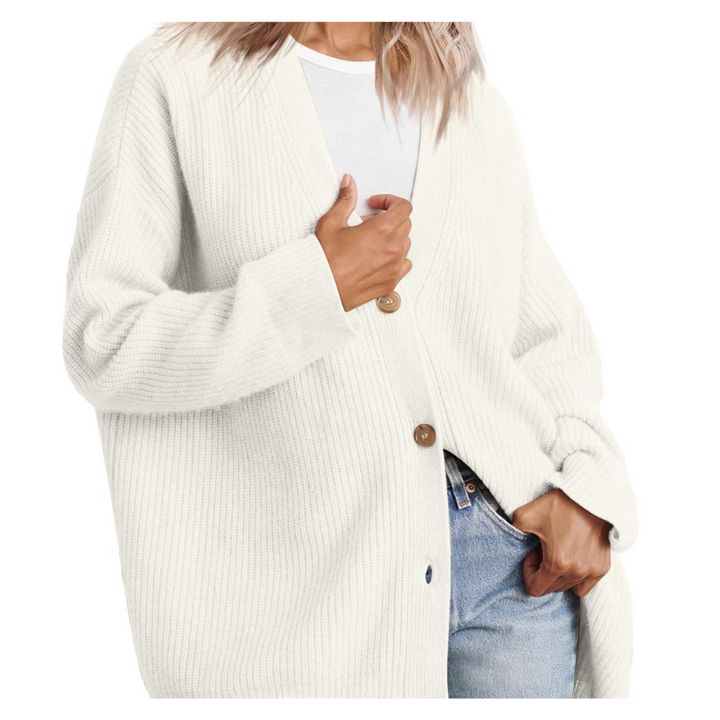 Mirla | Snygg oversized kofta med knappar för damer-Eva Jonsson