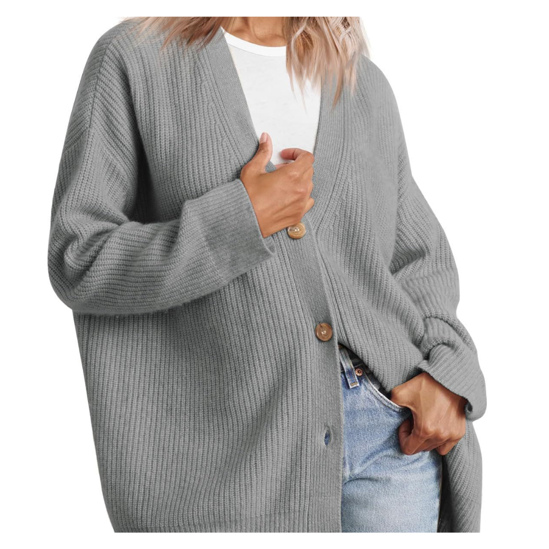 Mirla | Snygg oversized kofta med knappar för damer-Eva Jonsson