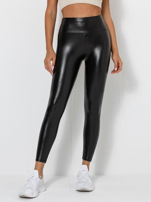 Mirla | Soft damer scrunch bum PU hög midjade leggings-Eva Jonsson