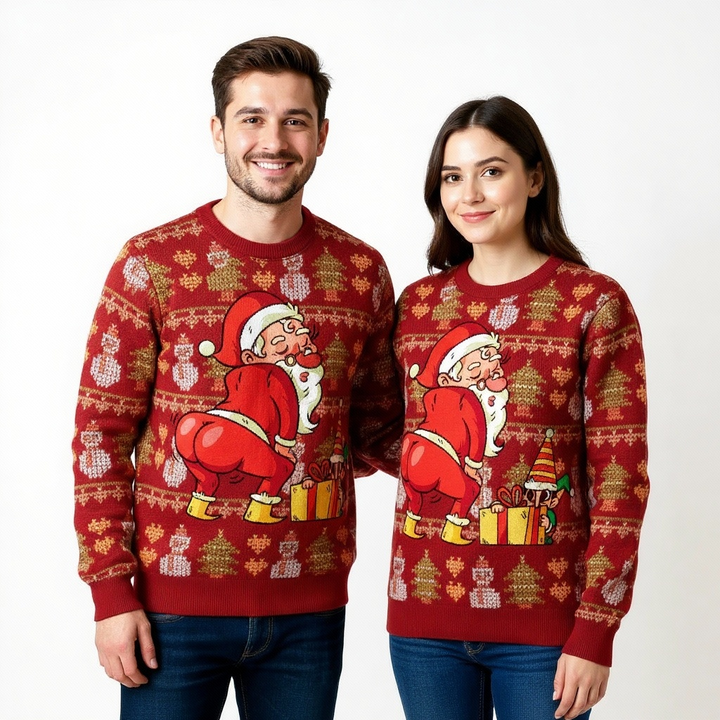 Mirla | Softester Unisex Lekfull Julklapptomte Jultröja - Ful Högtidströja-Eva Jonsson