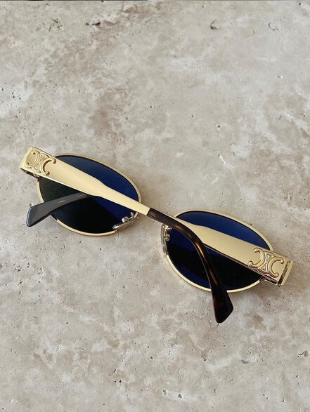 Mirla | Solglasögon Damer Guld Vintage Retro Sunglasses Kvinnor-Eva Jonsson