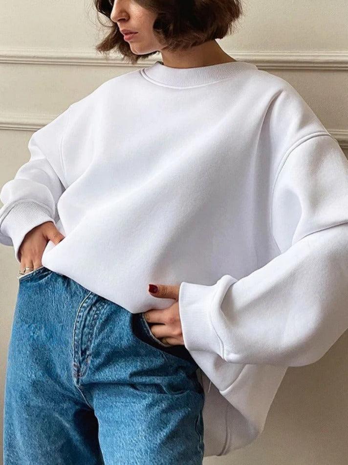 Mirla | Solitt storlek sweatshirt med rundhalsudskärning-Eva Jonsson