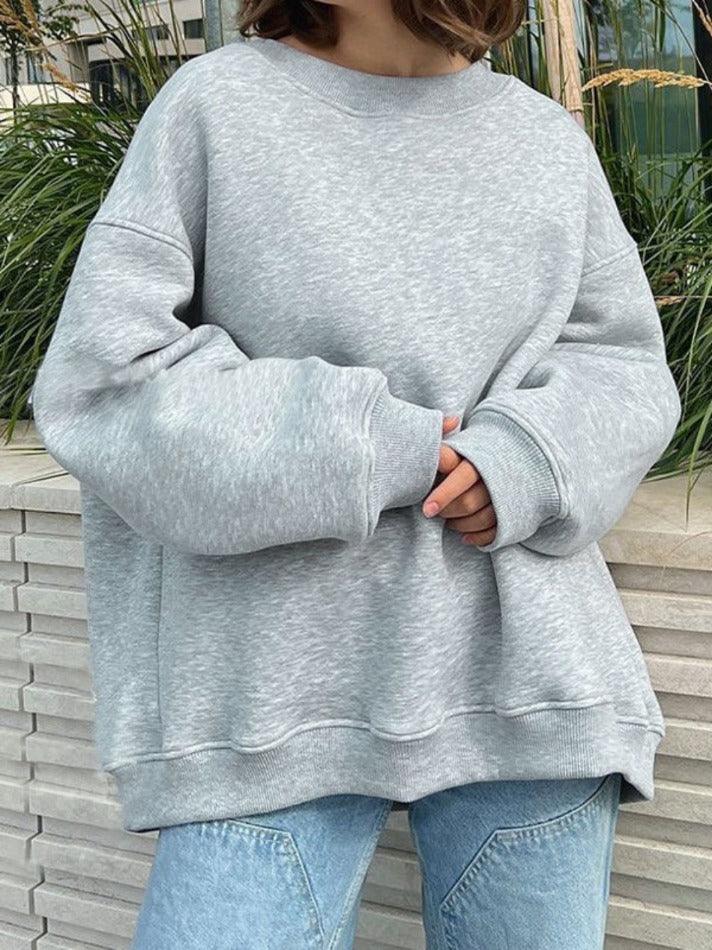 Mirla | Solitt storlek sweatshirt med rundhalsudskärning-Eva Jonsson