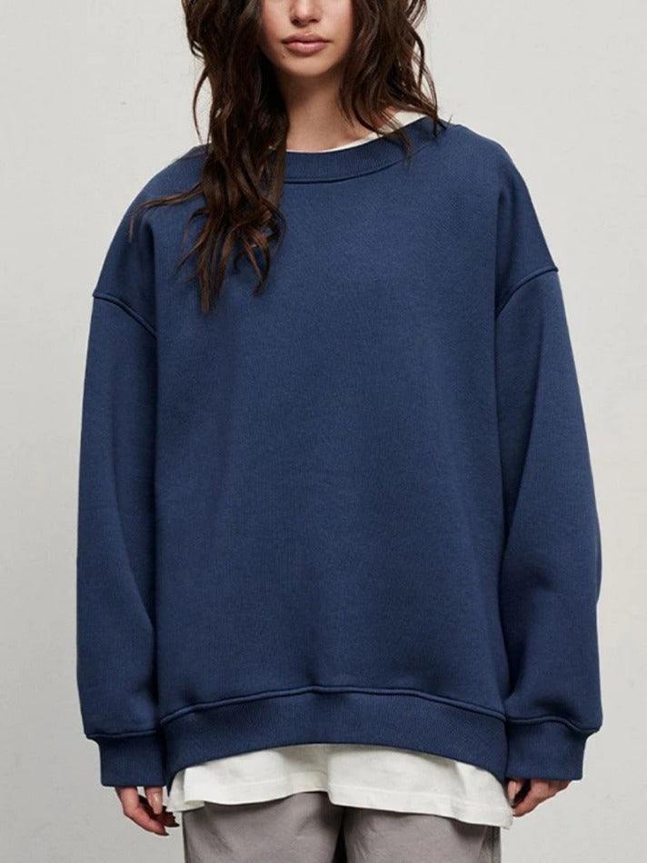 Mirla | Solitt storlek sweatshirt med rundhalsudskärning-Eva Jonsson