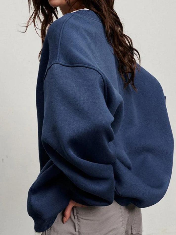 Mirla | Solitt storlek sweatshirt med rundhalsudskärning-Eva Jonsson
