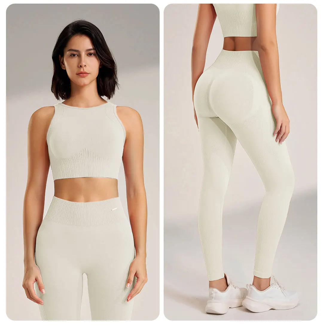 Mirla | Sömlös yoga-set - Högmidjade leggings och topp Tvådelad träningsoutfit-Eva Jonsson