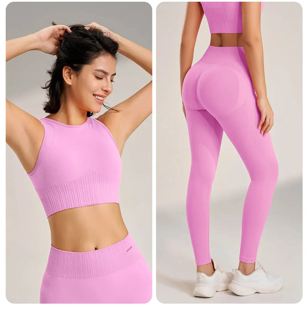 Mirla | Sömlös yoga-set - Högmidjade leggings och topp Tvådelad träningsoutfit-Eva Jonsson