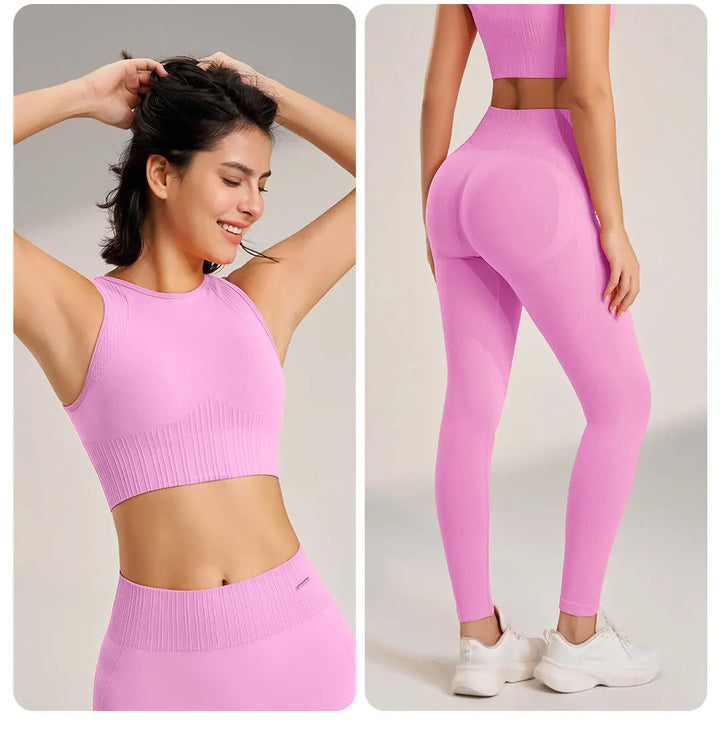 Mirla | Sömlös yoga-set - Högmidjade leggings och topp Tvådelad träningsoutfit-Eva Jonsson