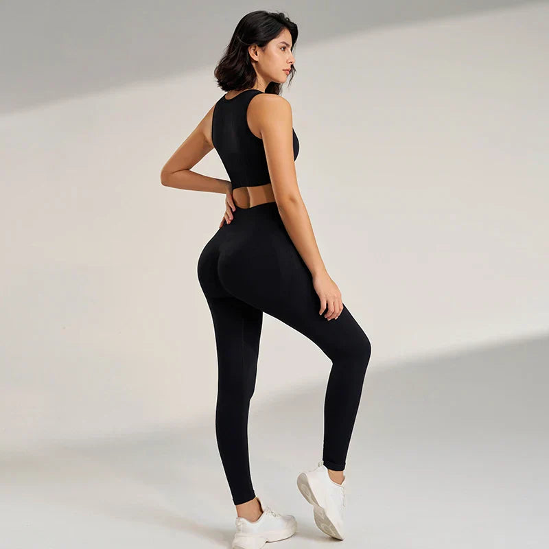 Mirla | Sömlös yoga-set - Högmidjade leggings och topp Tvådelad träningsoutfit-Eva Jonsson