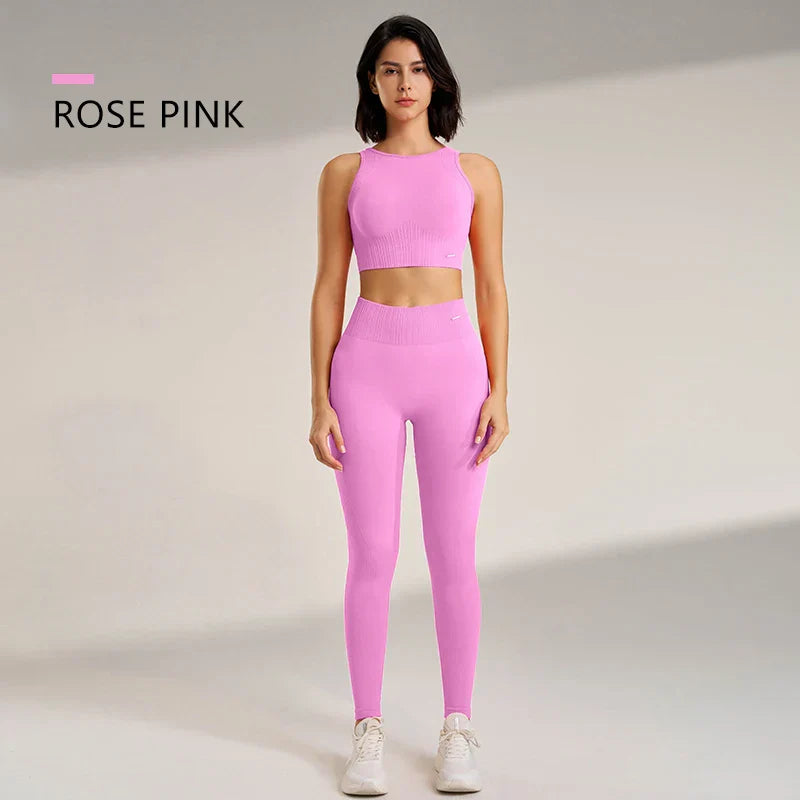 Mirla | Sömlös yoga-set - Högmidjade leggings och topp Tvådelad träningsoutfit-Eva Jonsson