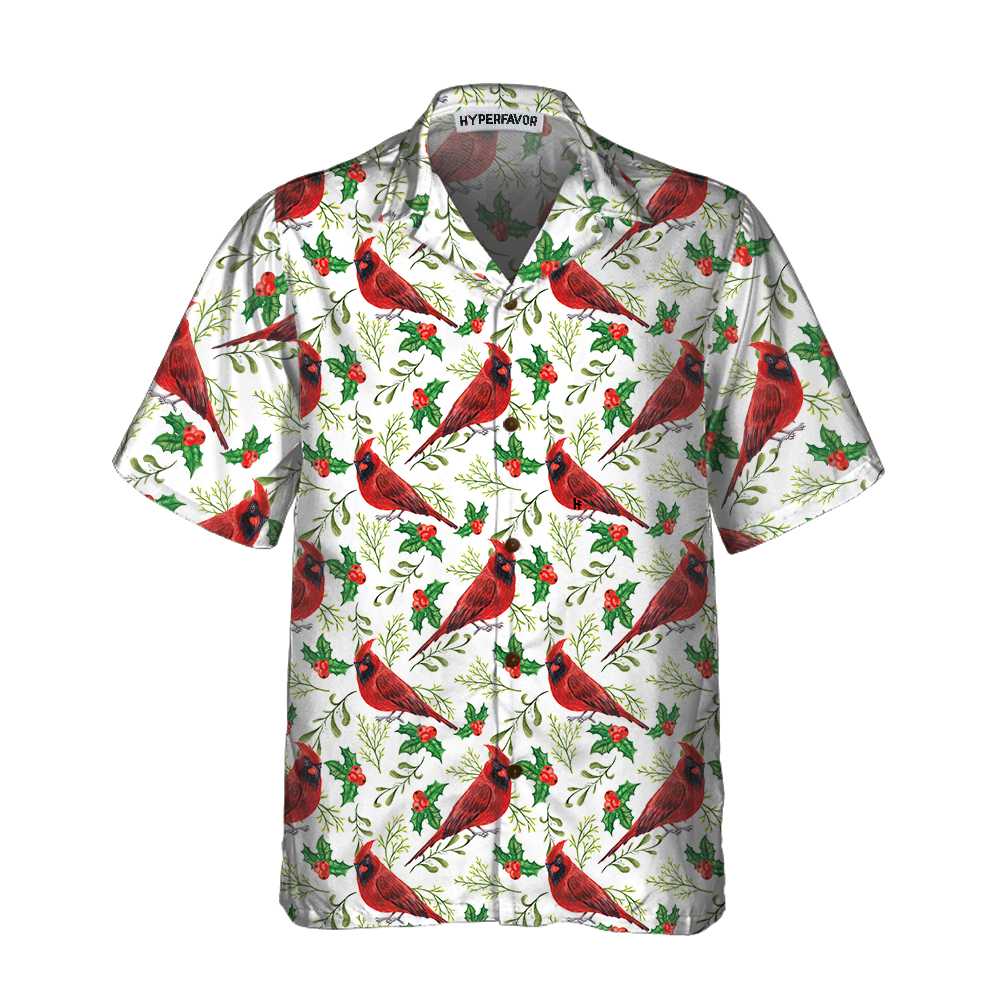 Mirla | Sömlöst Julmönster Röd Kardinal Hawaiian-Shirt Rolig Jultröja Julklapp För Jul-Eva Jonsson