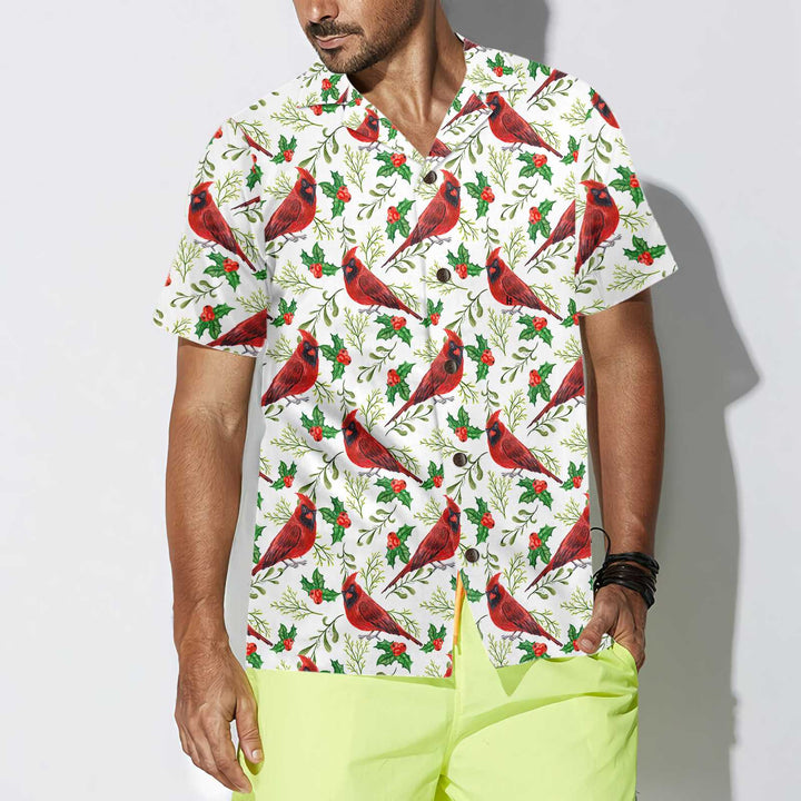 Mirla | Sömlöst Julmönster Röd Kardinal Hawaiian-Shirt Rolig Jultröja Julklapp För Jul-Eva Jonsson