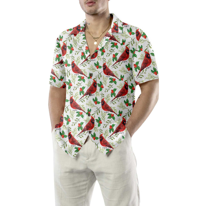 Mirla | Sömlöst Julmönster Röd Kardinal Hawaiian-Shirt Rolig Jultröja Julklapp För Jul-Eva Jonsson